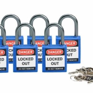 CANDADO COMPACTO DE SEGURIDAD AZUL (paquete de 6 unidades)